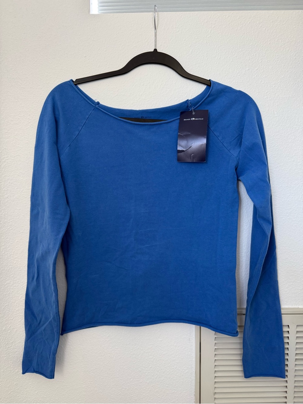 NWT Brandy Melville Electric Blue Long-Sleeve Boatneck Top